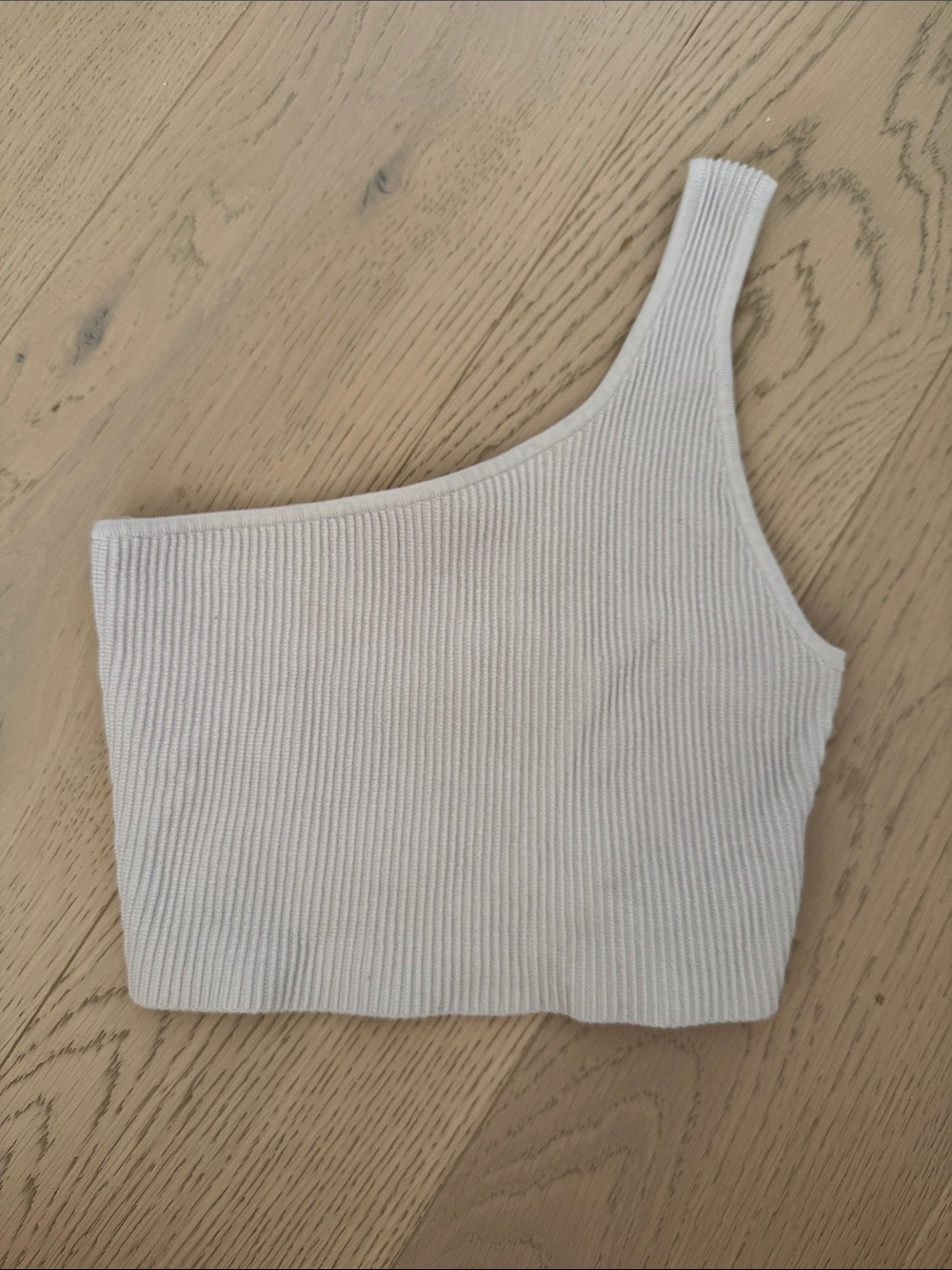 Babaton One-Shoulder Ribbed Crop Top — Off-White